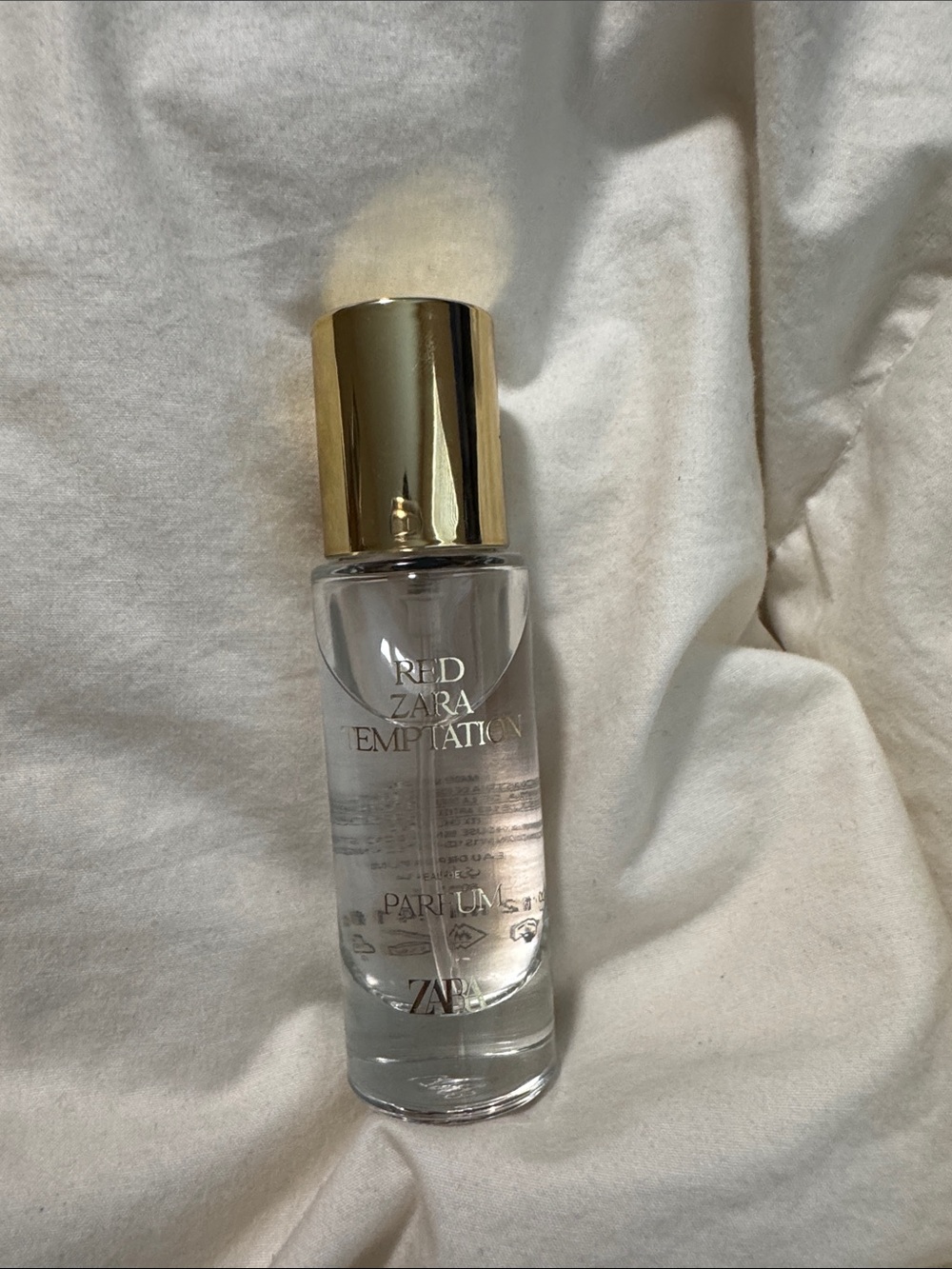 Zara Red Temptation Clear Bottle with Gold Cap